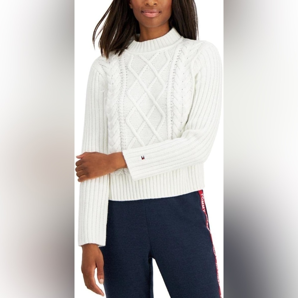 Tommy Hilfiger Cable-Knit Mock-Neck Sweater